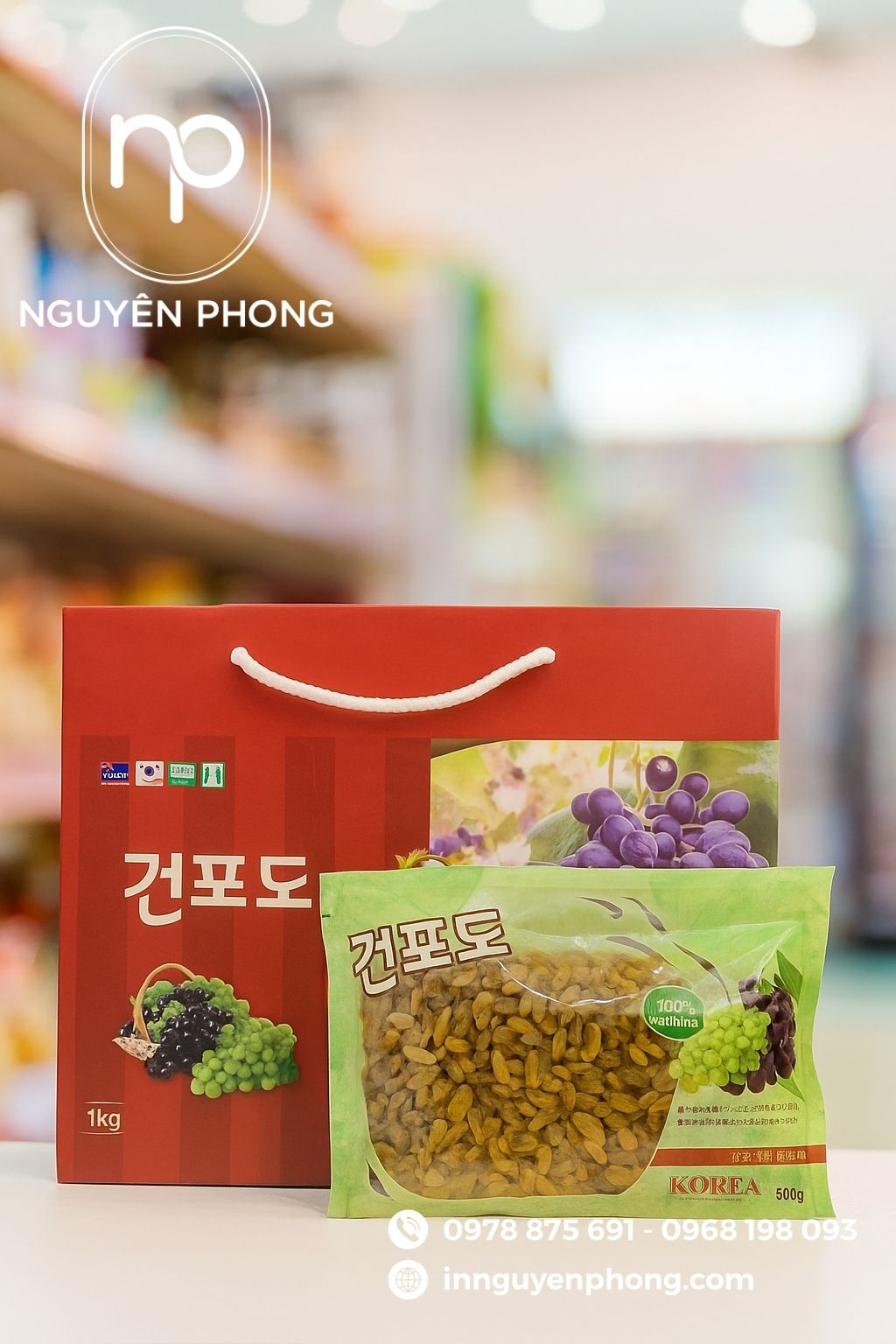 Mẫu túi giấy đựng nho khô Hàn Quốc 